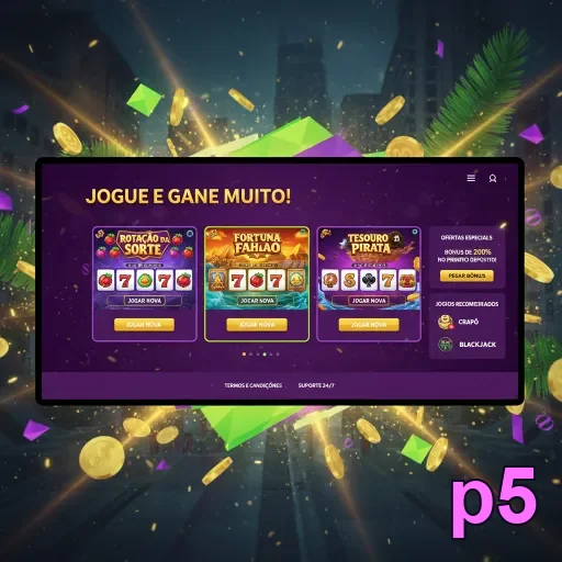 Interface do app oficial p5 em celular otimizada